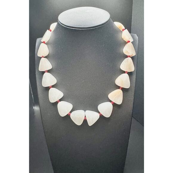 Vintage Geometric White Quartz Stone Collar Necklace - Picture 1 of 9